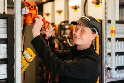crowcon engineer working on a hospital generator