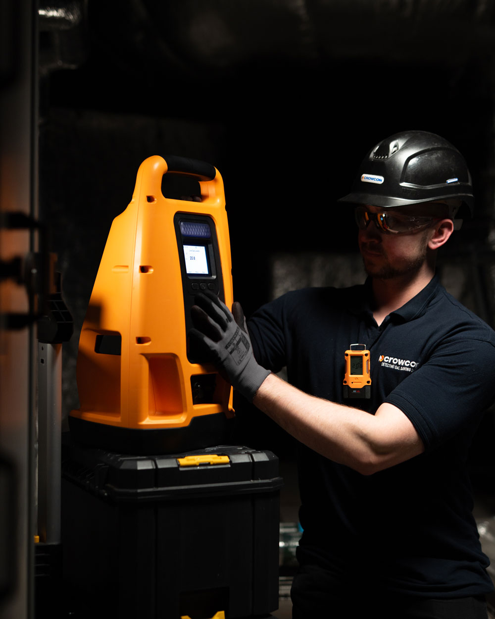a worker handling machine work